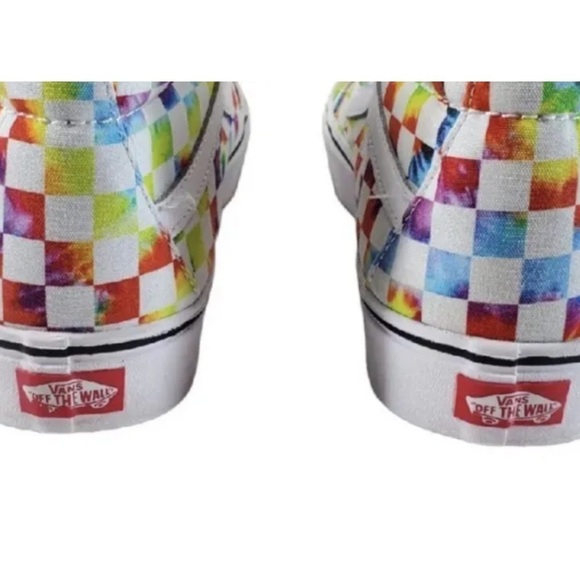 Vans Comfycush Sk8 Hi Sneaker Festival Shoe Rainbow Tie-Dye Checker Sz 10.5 12 - Picture 9 of 16